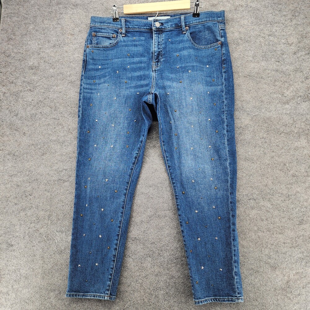 Gap 1969 Jeans Womens 32 Best Girlfriend Blue Denim Stars